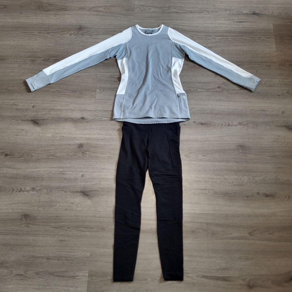 Athleta Outfit Set size XS Leggings Long Sleeve Top Athleisure Running Active